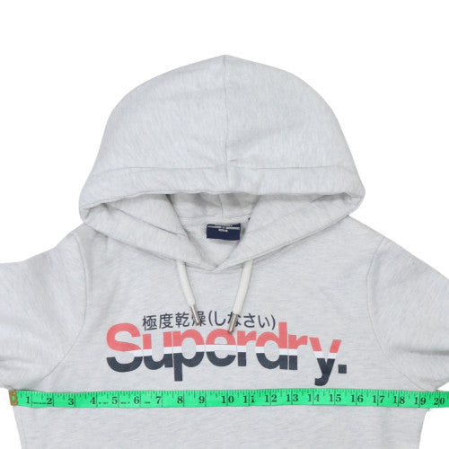 Superdry Women's Grey Pullover Hoodie Size M Graphic Print Casual