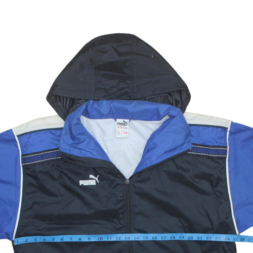 Puma Men's Blue L Windbreaker Hooded Sports Jacket