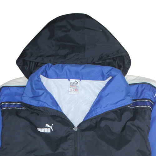 Puma Men's Blue L Windbreaker Hooded Sports Jacket
