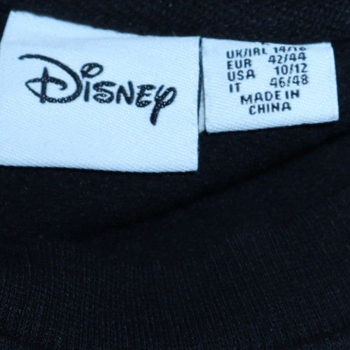 Disney Women Black Glitter Logo Pullover Sweatshirt Size L 14/16