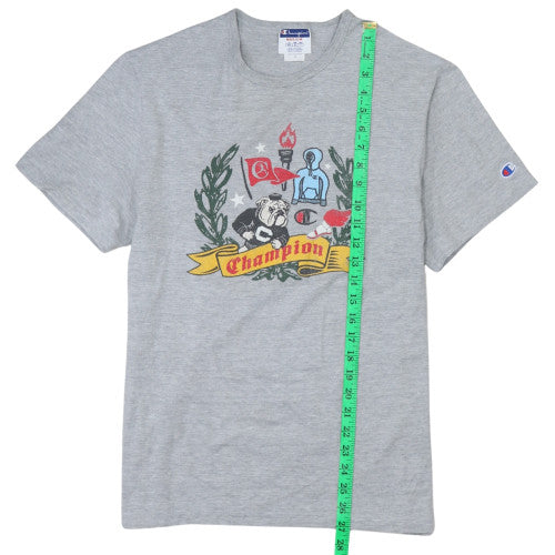 Champion Men's Grey Graphic Print Crew Neck T-Shirt Medium