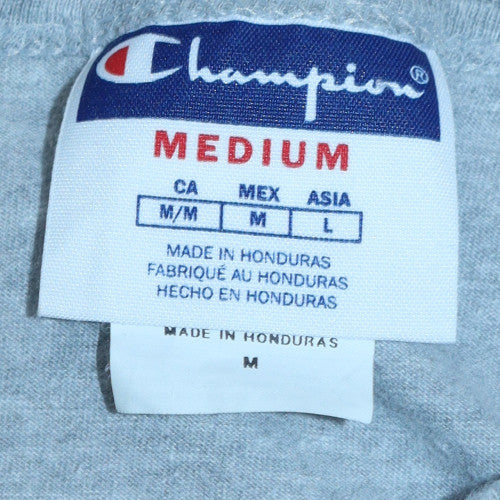 Champion Men's Grey Graphic Print Crew Neck T-Shirt Medium