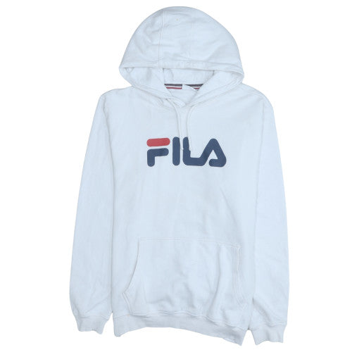 Fila Men's White Pullover Hoodie M Cotton Blend Logo Sweatshirt