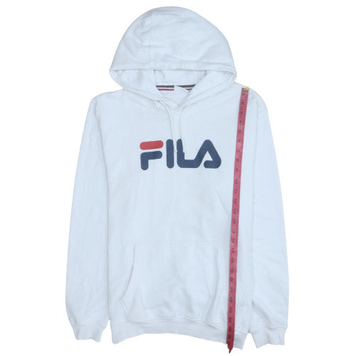 Fila Men's White Pullover Hoodie M Cotton Blend Logo Sweatshirt