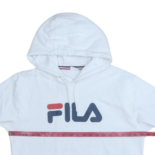 Fila Men's White Pullover Hoodie M Cotton Blend Logo Sweatshirt