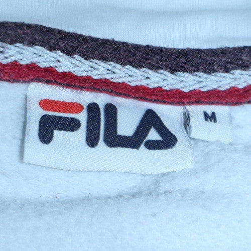 Fila Men's White Pullover Hoodie M Cotton Blend Logo Sweatshirt
