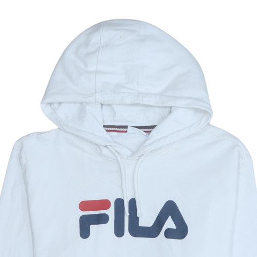 Fila Men's White Pullover Hoodie M Cotton Blend Logo Sweatshirt