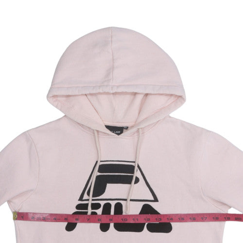 Fila Women Pink Pullover Hoodie Black Logo Cotton Blend Size L