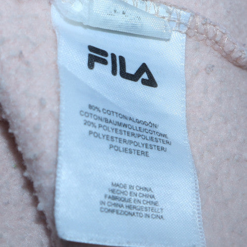 Fila Women Pink Pullover Hoodie Black Logo Cotton Blend Size L