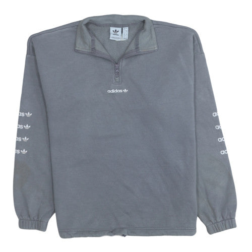 Adidas Womens Grey 1/4 Zip Pullover Sweatshirt Size 8