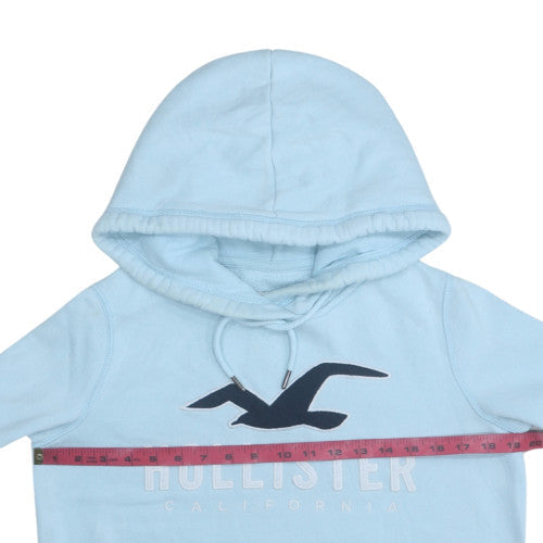 Hollister Women Light Blue Pullover Hoodie XS Cotton Blend