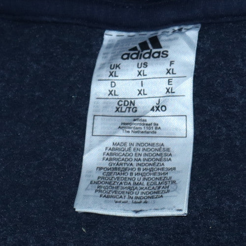 Adidas Mens Navy Blue Pullover Hoodie XL Fleece Cotton Blend