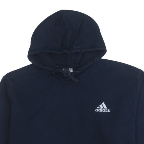 Adidas Mens Navy Blue Pullover Hoodie XL Fleece Cotton Blend