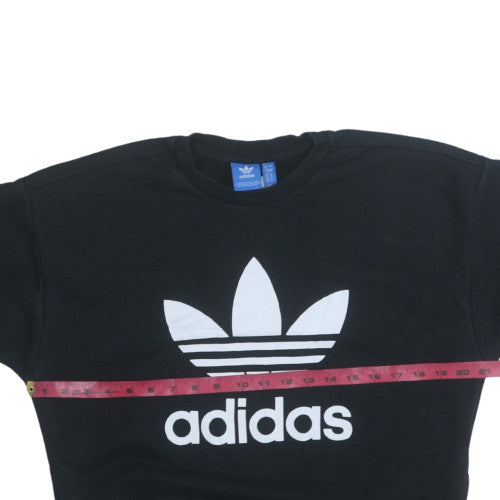 Adidas Women Black Size 8 Pullover Crew Neck Sweatshirt