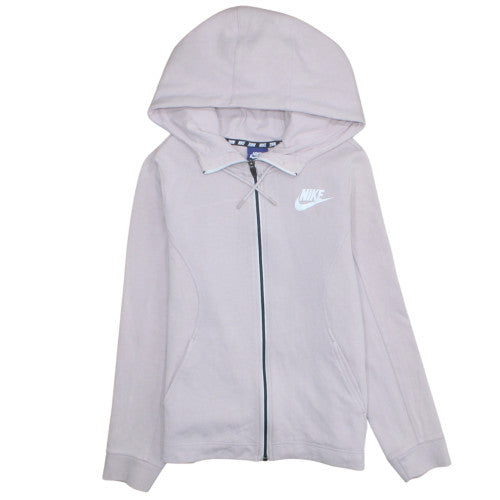 Nike Women's Beige Full Zip Hoodie Small - Cotton Blend Sweatshirt