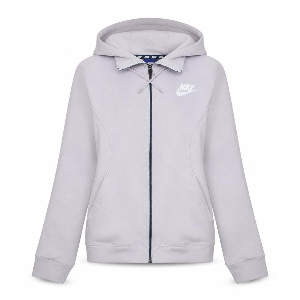 Front view of Nike Women's Beige Full Zip Hoodie Small - Cotton Blend Sweatshirt