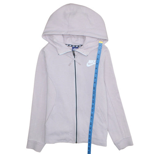 Nike Women's Beige Full Zip Hoodie Small - Cotton Blend Sweatshirt