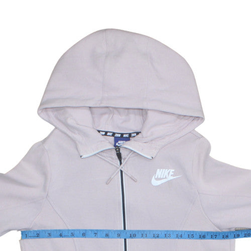 Nike Women's Beige Full Zip Hoodie Small - Cotton Blend Sweatshirt