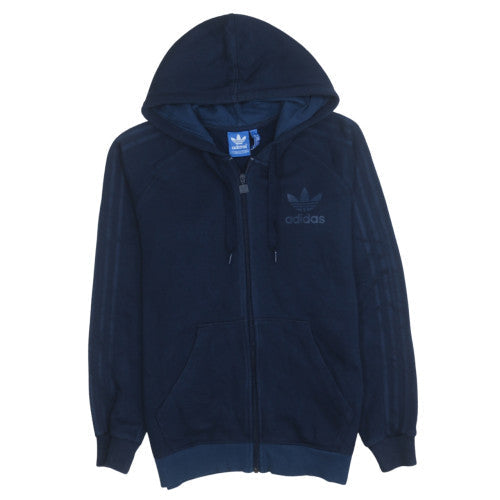 adidas Men's Blue Full Zip Hoodie M Logo Sports Casual Sweatshirt