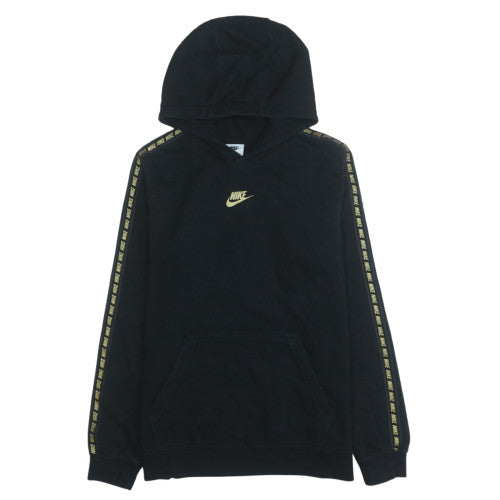 Nike Boys Black XL Pullover Hoodie with Gold Logo and Hooded Fleece Design