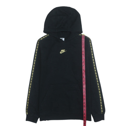 Nike Boys Black XL Pullover Hoodie with Gold Logo and Hooded Fleece Design