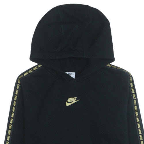 Nike Boys Black XL Pullover Hoodie with Gold Logo and Hooded Fleece Design