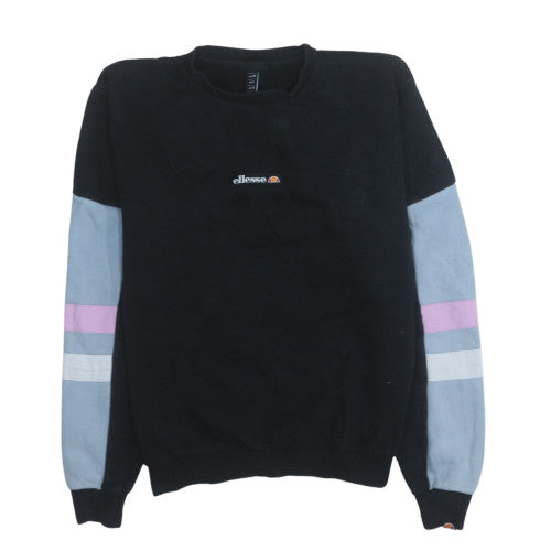 Ellesse Womens Black Colourblock Crew Neck Pullover Sweatshirt UK 10
