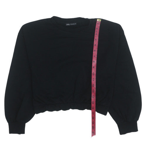 Zara Women Black Pullover Sweatshirt Size M Crew Neck Long Sleeve