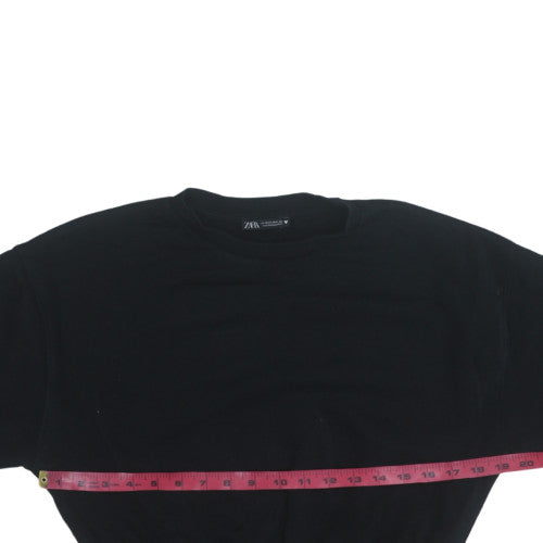 Zara Women Black Pullover Sweatshirt Size M Crew Neck Long Sleeve
