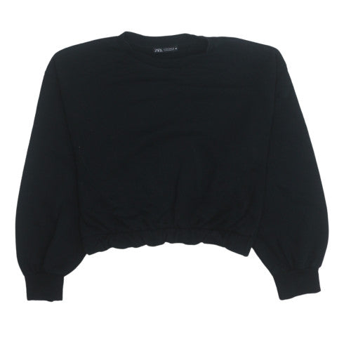 Zara Women Black Pullover Sweatshirt Size M Crew Neck Long Sleeve