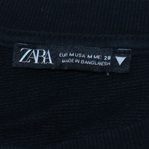 Zara Women Black Pullover Sweatshirt Size M Crew Neck Long Sleeve