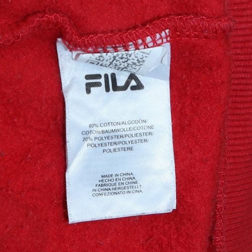 Fila Women’s Red Pullover Hoodie Size 10 Logo Print Sweatshirt