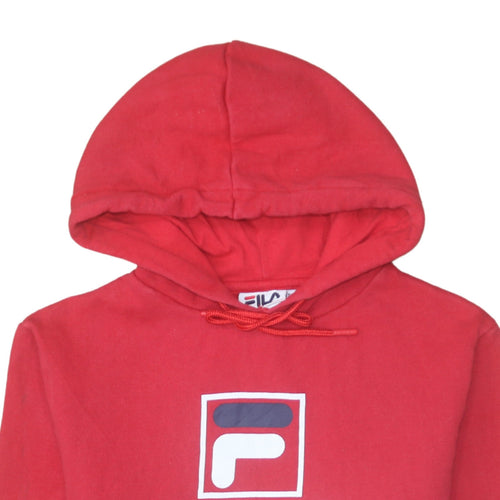 Fila Women’s Red Pullover Hoodie Size 10 Logo Print Sweatshirt