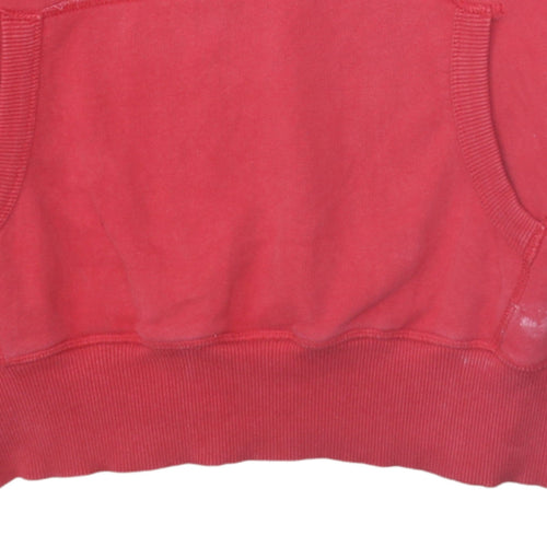Superdry Mens Red Pullover Hoodie L Graphic Logo Fleece Sweatshirt