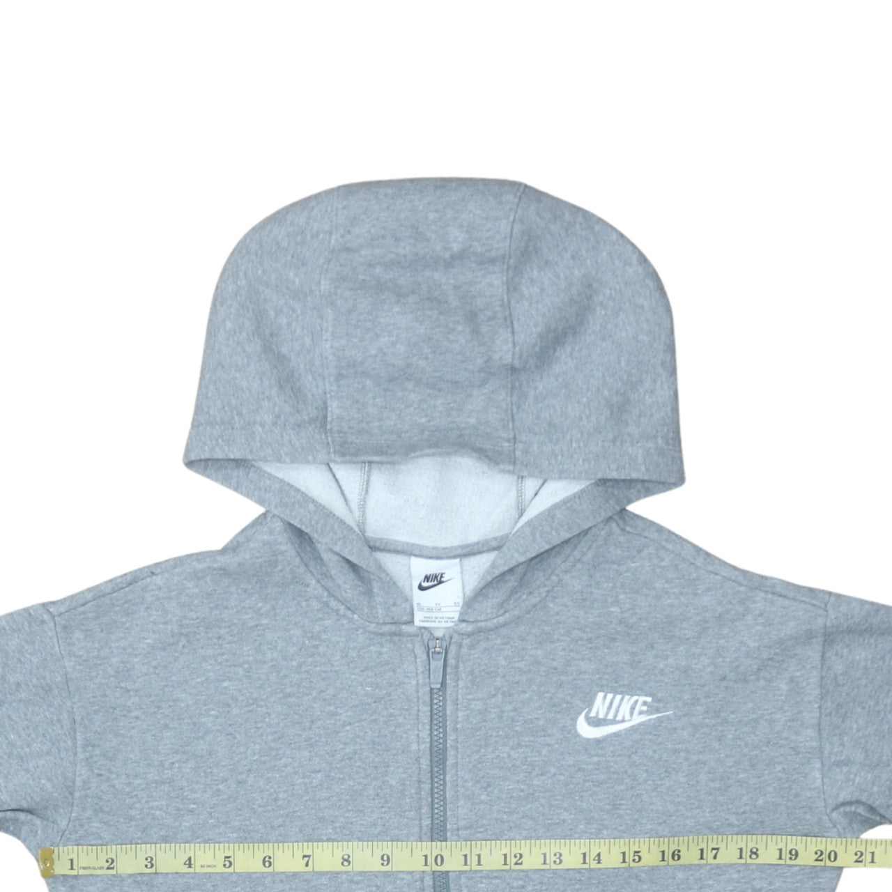Nike Boys Grey Full Zip Hoodie XL 156-166cm Cotton Blend Fleece