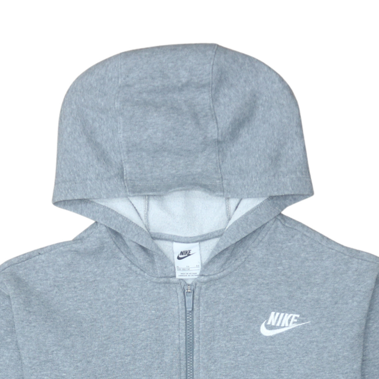 Nike Boys Grey Full Zip Hoodie XL 156-166cm Cotton Blend Fleece