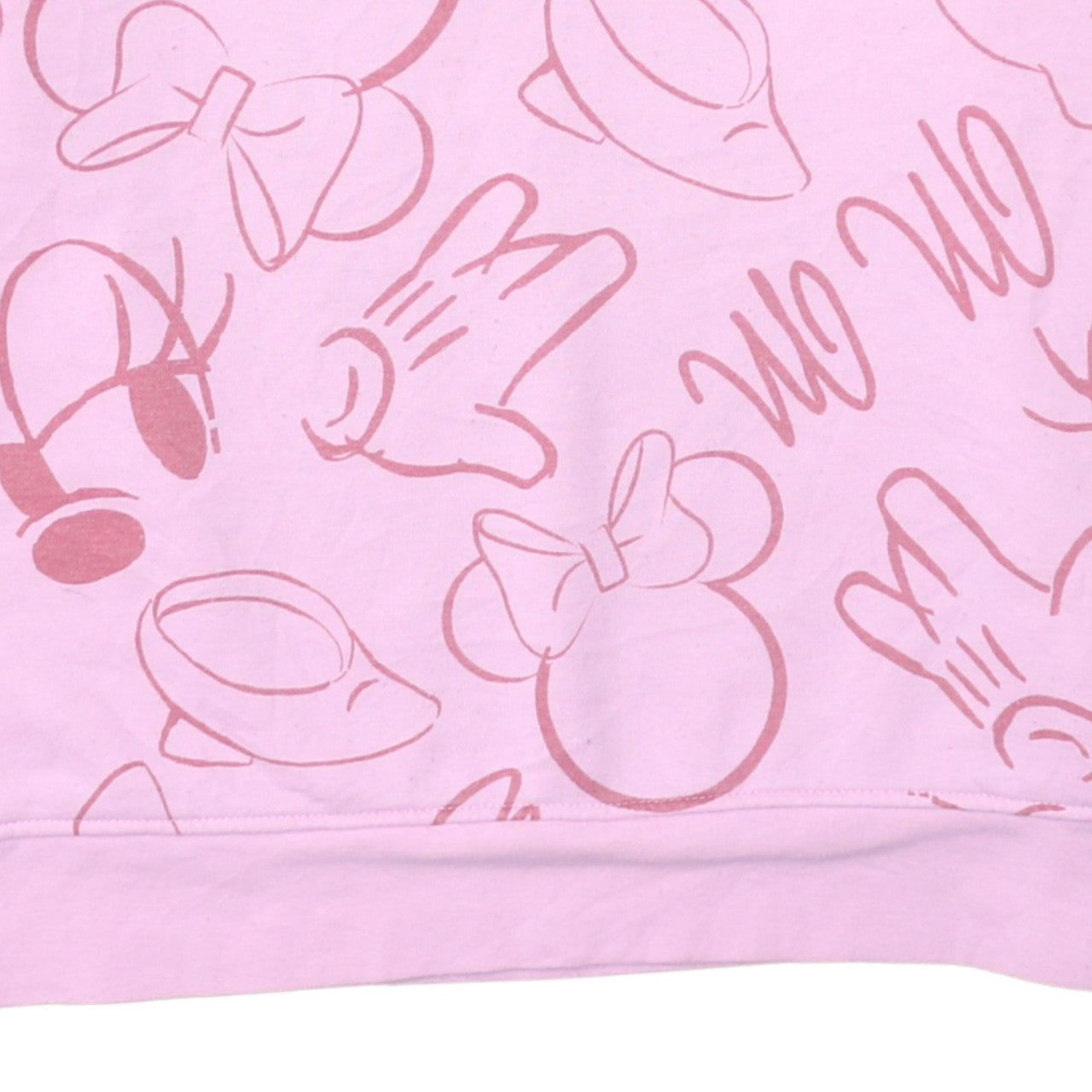 Disney Women Pink Minnie Mouse Pullover Sweatshirt L 14 Cotton