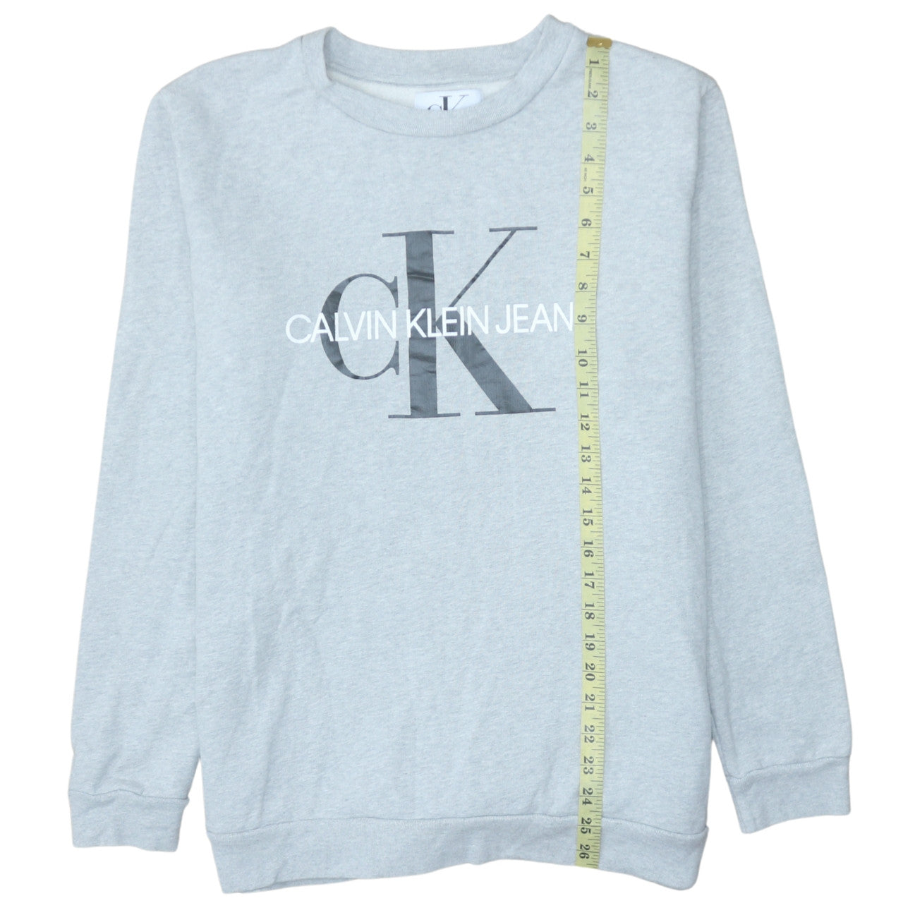 Calvin Klein Jeans Men's Grey Logo Sweatshirt L Pullover Crew Neck