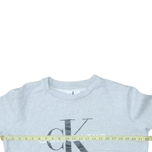Calvin Klein Jeans Men's Grey Logo Sweatshirt L Pullover Crew Neck