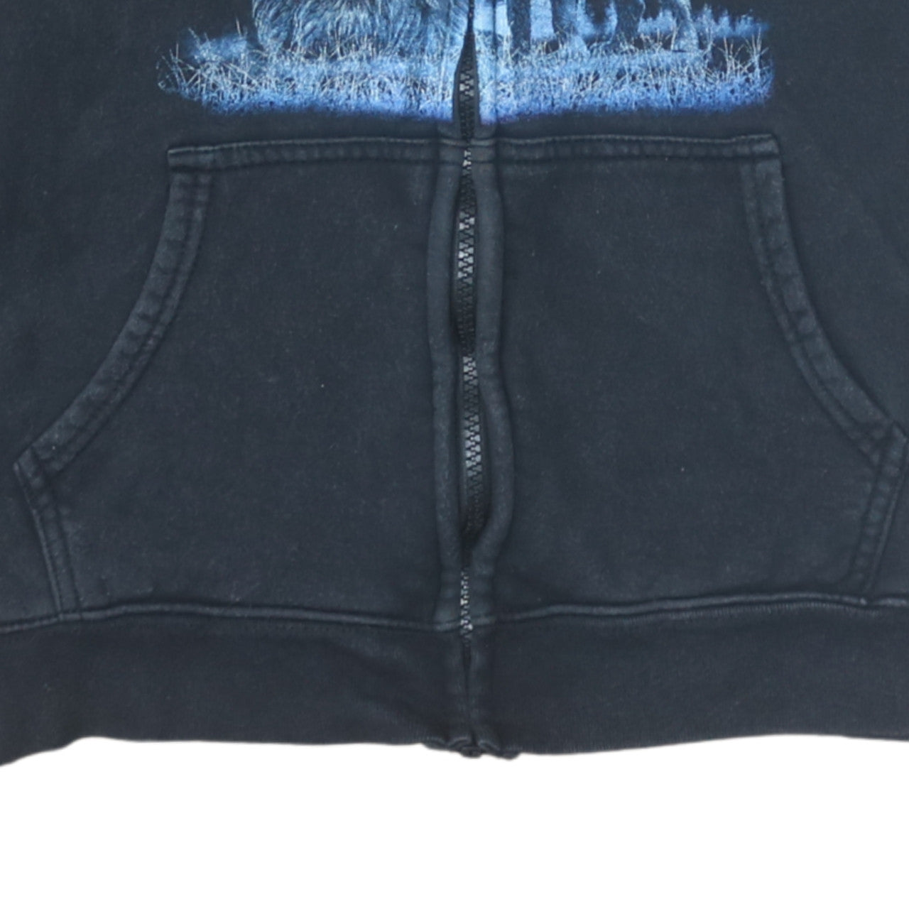 Wild Men's Black Wolf Graphic Full Zip Hoodie Size M