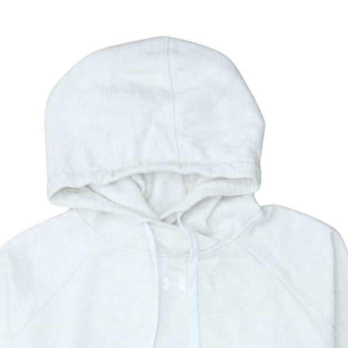 Under Armour Mens White L Pullover Hoodie Fleece Sweatshirt