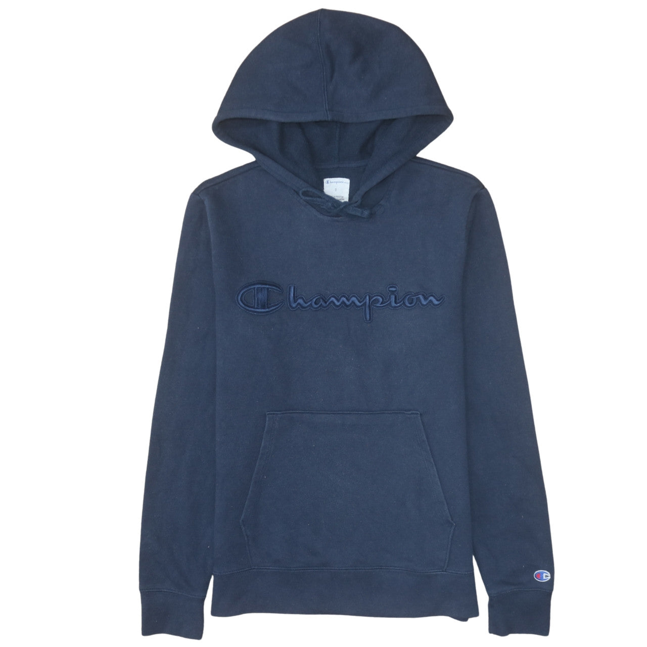 Champion Men's Blue Pullover Hoodie Small Embroidered Logo Fleece
