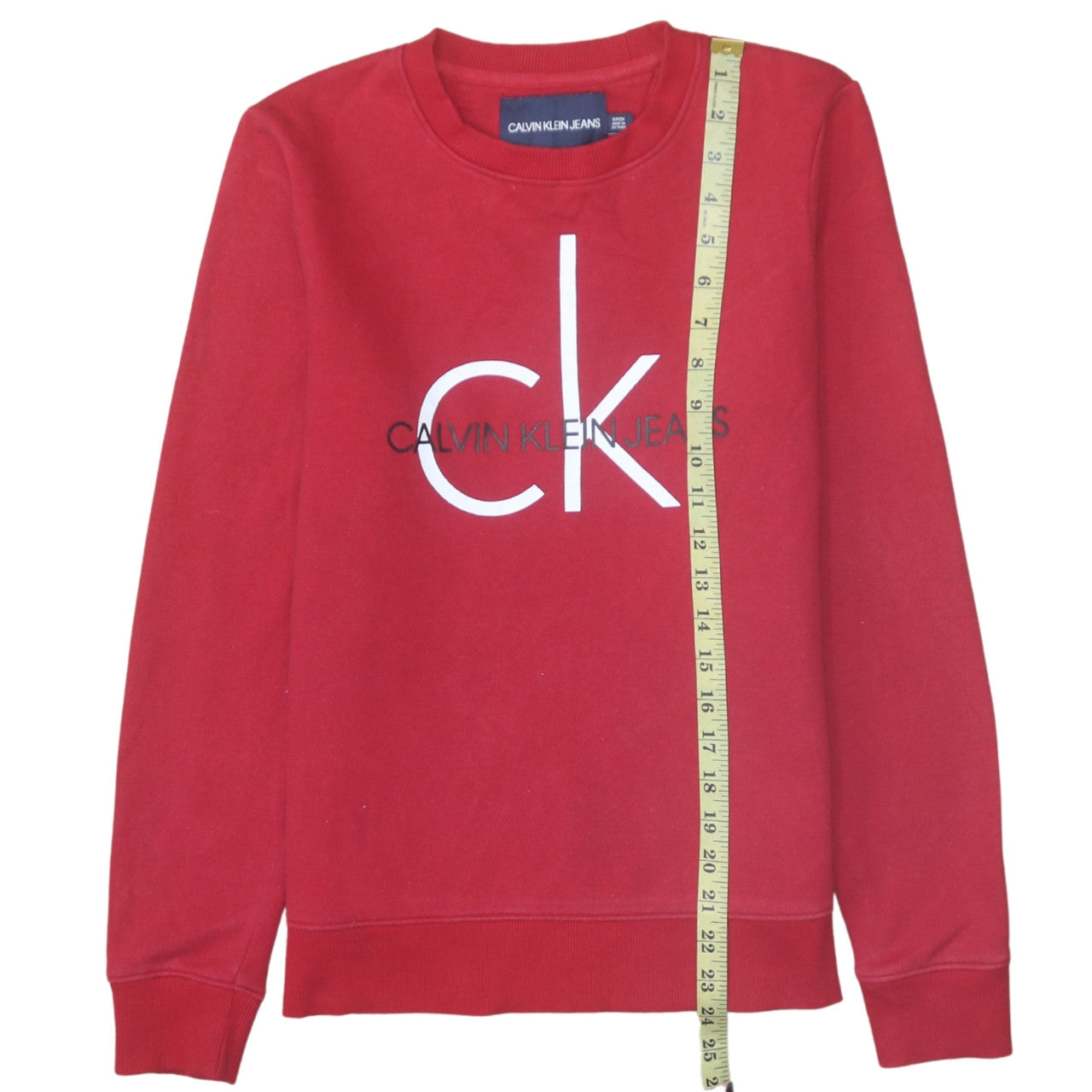 Calvin Klein Jeans Women's Red Cotton Logo Pullover Sweatshirt Size S