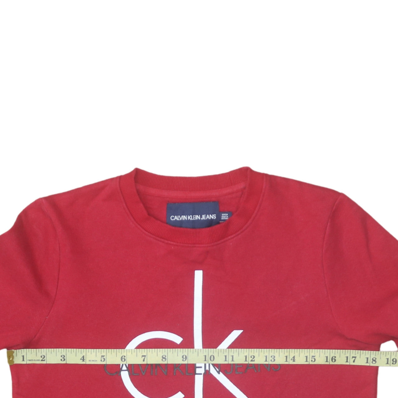 Calvin Klein Jeans Women's Red Cotton Logo Pullover Sweatshirt Size S