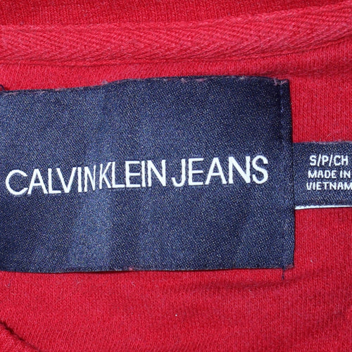 Calvin Klein Jeans Women's Red Cotton Logo Pullover Sweatshirt Size S