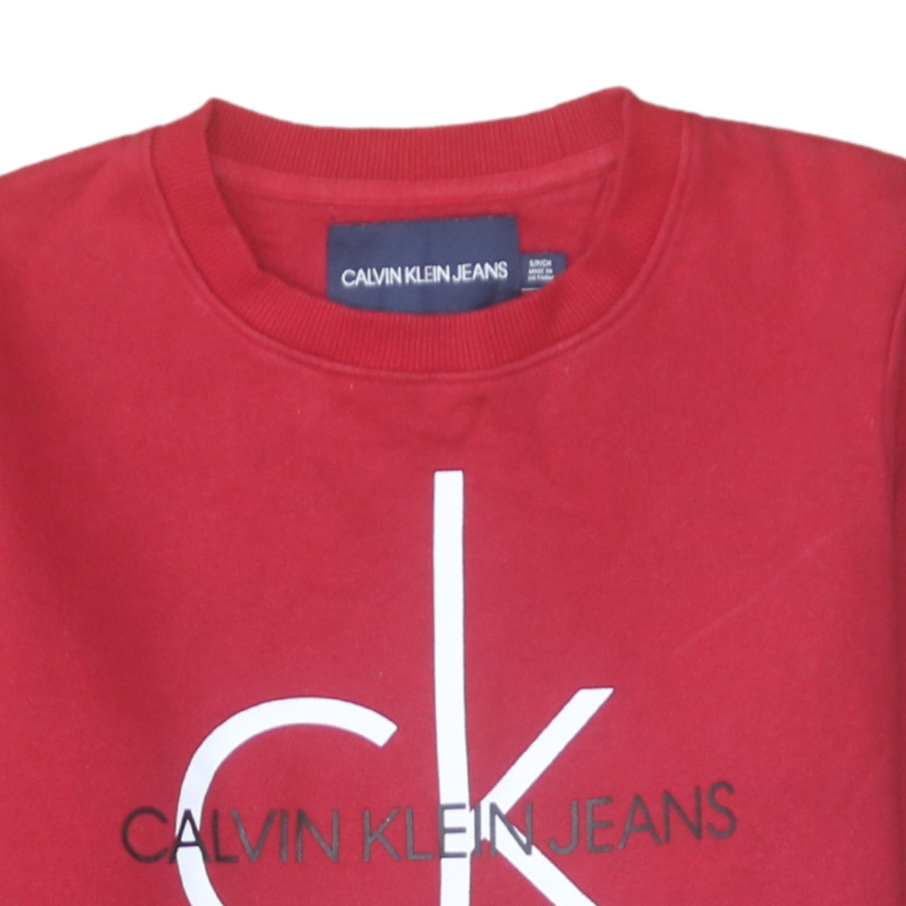 Calvin Klein Jeans Women's Red Cotton Logo Pullover Sweatshirt Size S