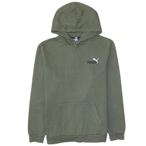 Puma Men’s Green Pullover Hoodie Size L Logo Fleece Sweatshirt