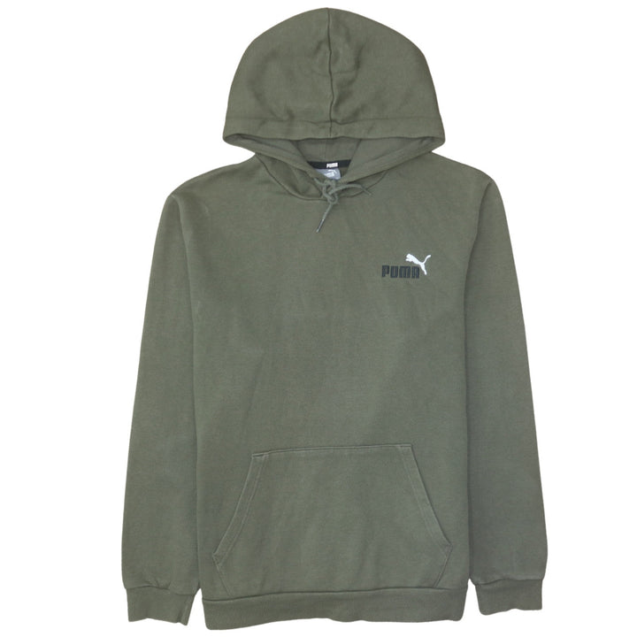 Puma Men’s Green Pullover Hoodie Size L Logo Fleece Sweatshirt