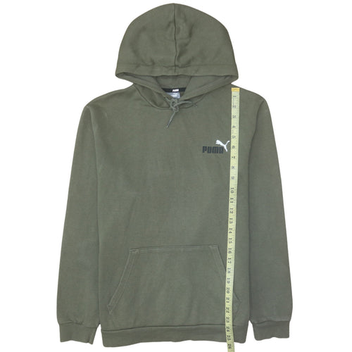 Puma Men’s Green Pullover Hoodie Size L Logo Fleece Sweatshirt