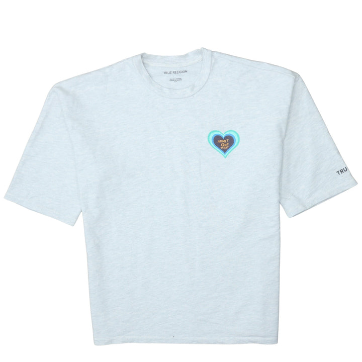 True Religion Men's Grey Heart Graphic Cotton T-Shirt Size S